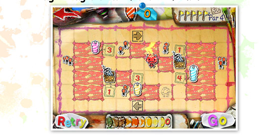 For instance, try to clear each stage using as few flags as possible, or aim for a higher score by choosing a longer route for the 'flame.'